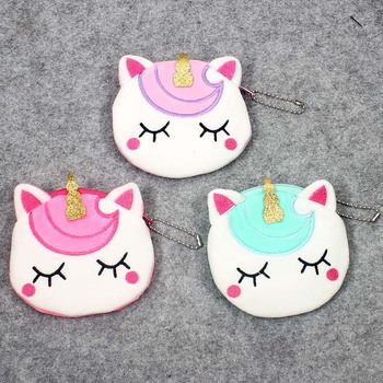 Cartoon Unicorns Coin Purse Cute Animals Girls Plush Mini Wallet Change Wallet Women Key Coin Children Kids Gift